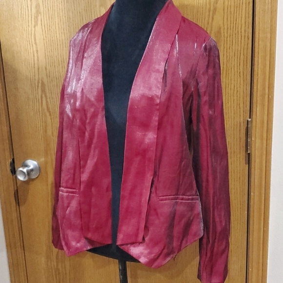 Chicos nwt gorgeous metallic red drape front blazer jacket - Picture 1 of 7